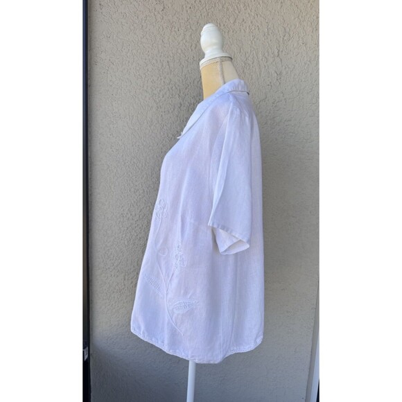 Vtg John Paul Richard Linen Shirt 3X Embroidered Short Sleeve Button Boxy Top - Picture 4 of 12